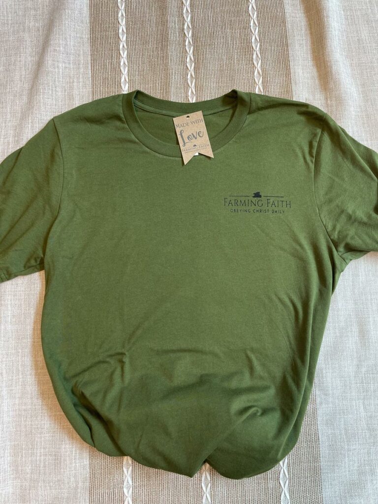 olive tee with black ink